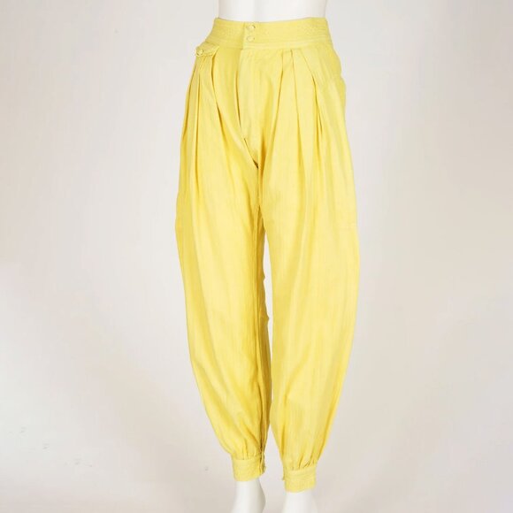1970s 1980s Vintage Yellow Cotton Vest & Harem Pant Set Sz XS - Picture 3 of 7
